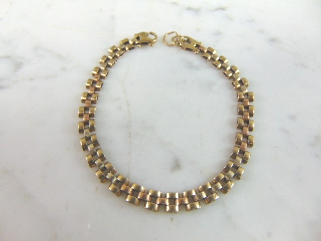 Womens Vintage Estate 14k Multi Tone Gold Bracelet 7.2g E5232