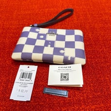 NWT Corner zip wallet/wristlet/checkerboard print/silvertone