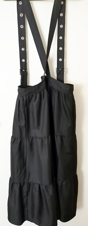 Hot Topic Black Tiered Skirt Ruffle Midi Grommet Suspender Cosmic Aura Gothic