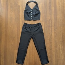 Italian designer Loris Abate black silk cropped top/pants, Italian 42, like new