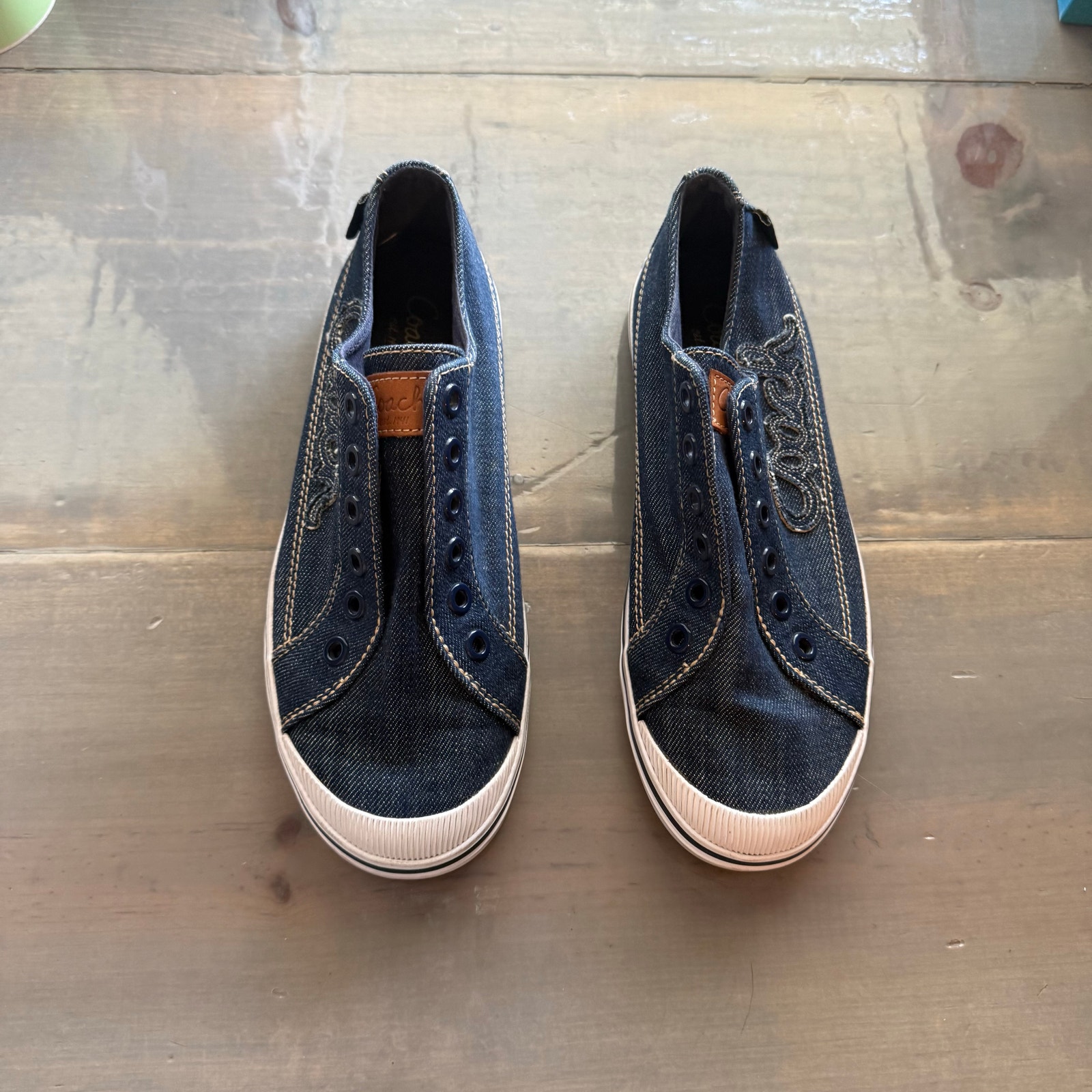 Coach Keeley Blue Denim Slip On Sneakers Sz 6B