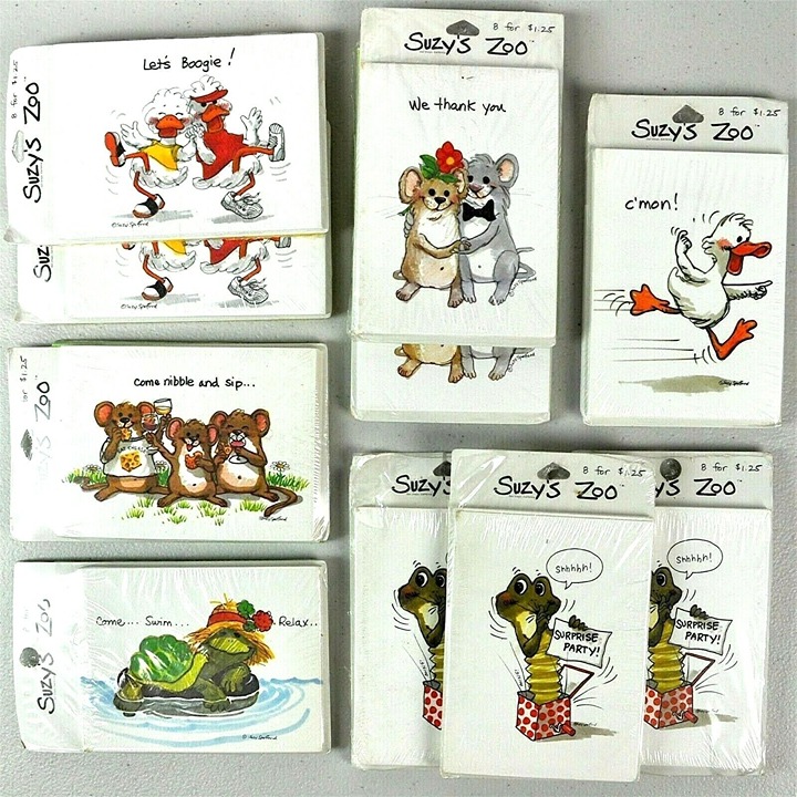 Suzys Zoo Vtg Party Invitations 10 Packs Lot Thank You Boogie Surprise Evps New