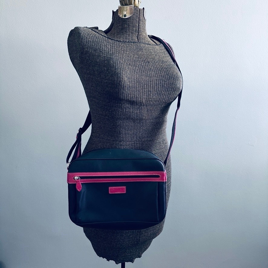 Longchamp black and pink crossbody