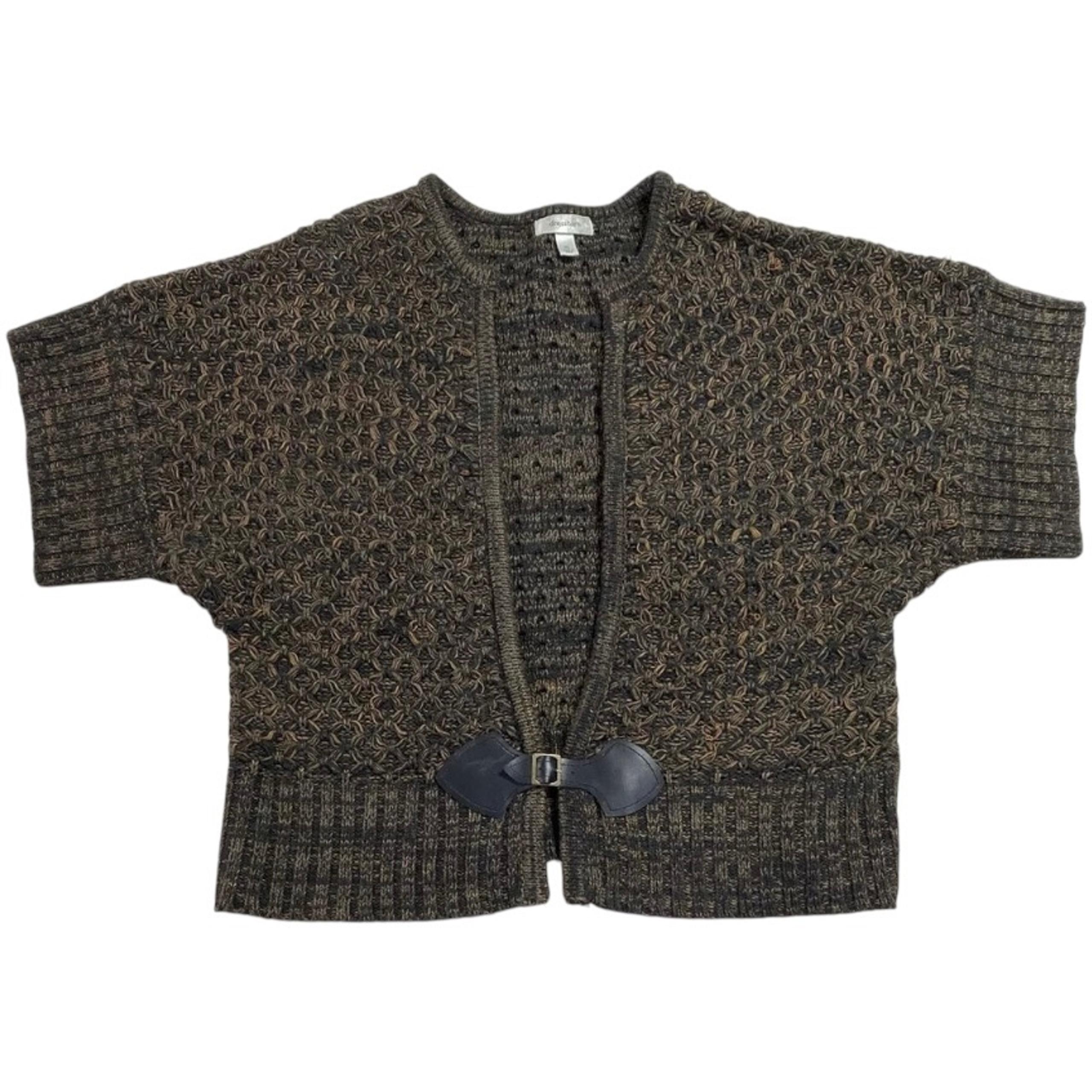 Dressbarn Brown Knit Cardigan Sweater Overpiece with Buckle Closure Size Medium