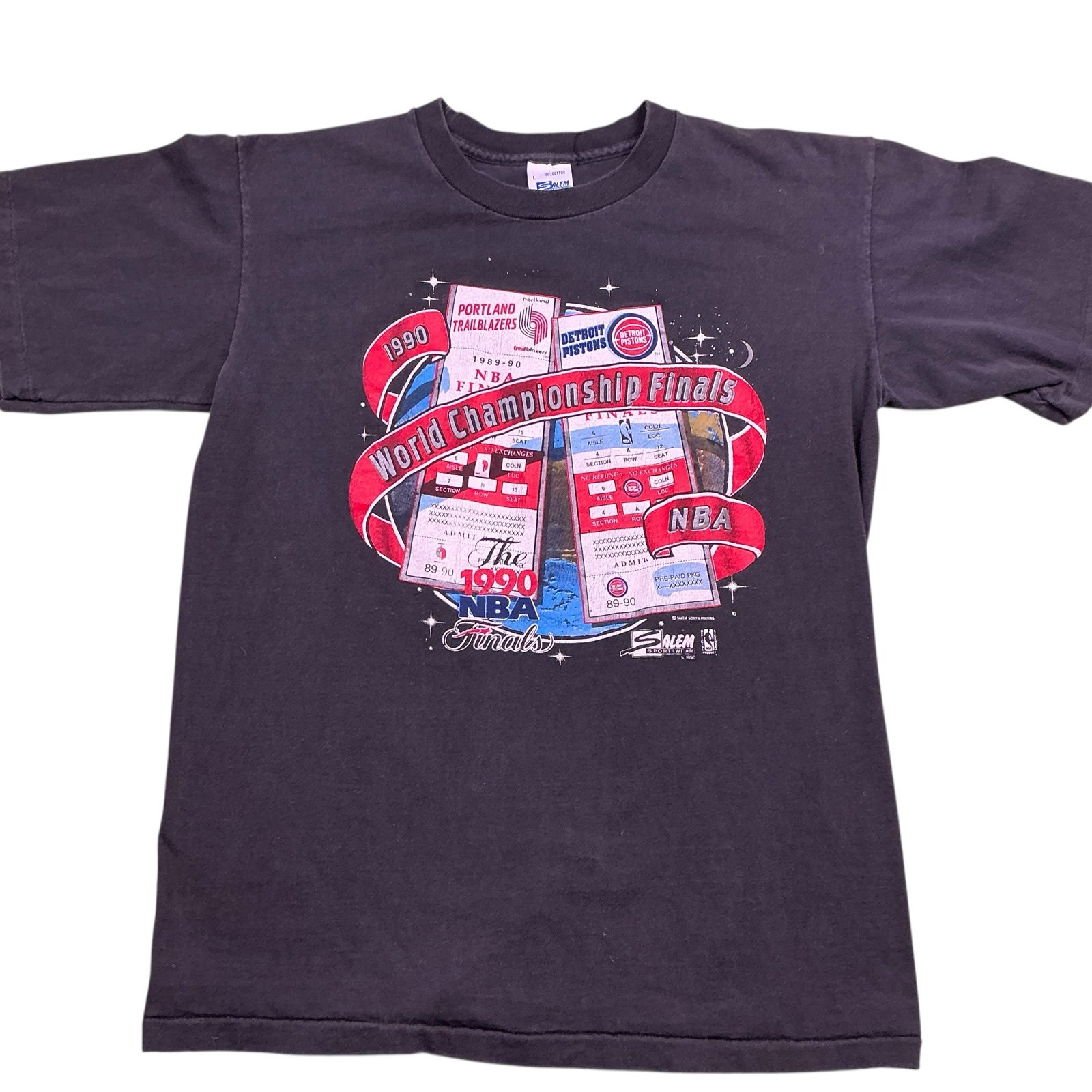 Vintage Portland Trailblazers/Detroit Pistons NBA finals 1990 NBA Tshirt