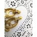 Vtg Signed MONET Gold Tone Clip On Earrings scroll Knot Celtic 1.6 HTF