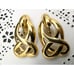 Vtg Signed MONET Gold Tone Clip On Earrings scroll Knot Celtic 1.6 HTF