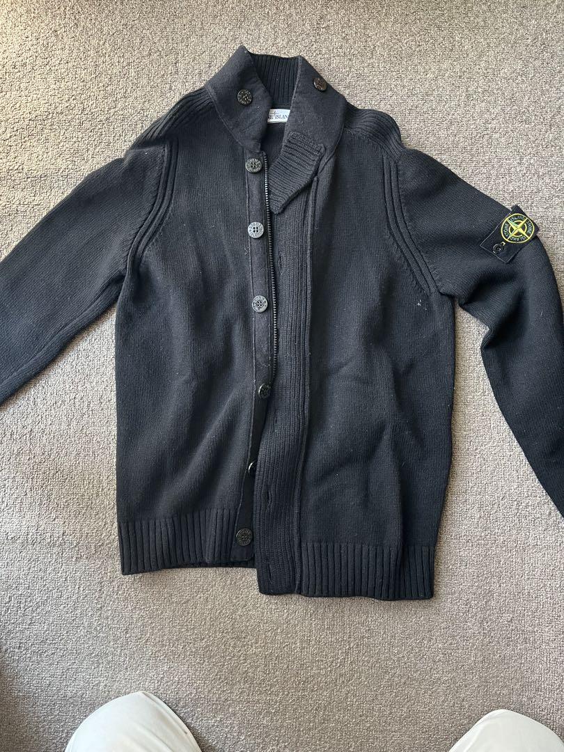STONE ISLAND Black Cardigan Size M