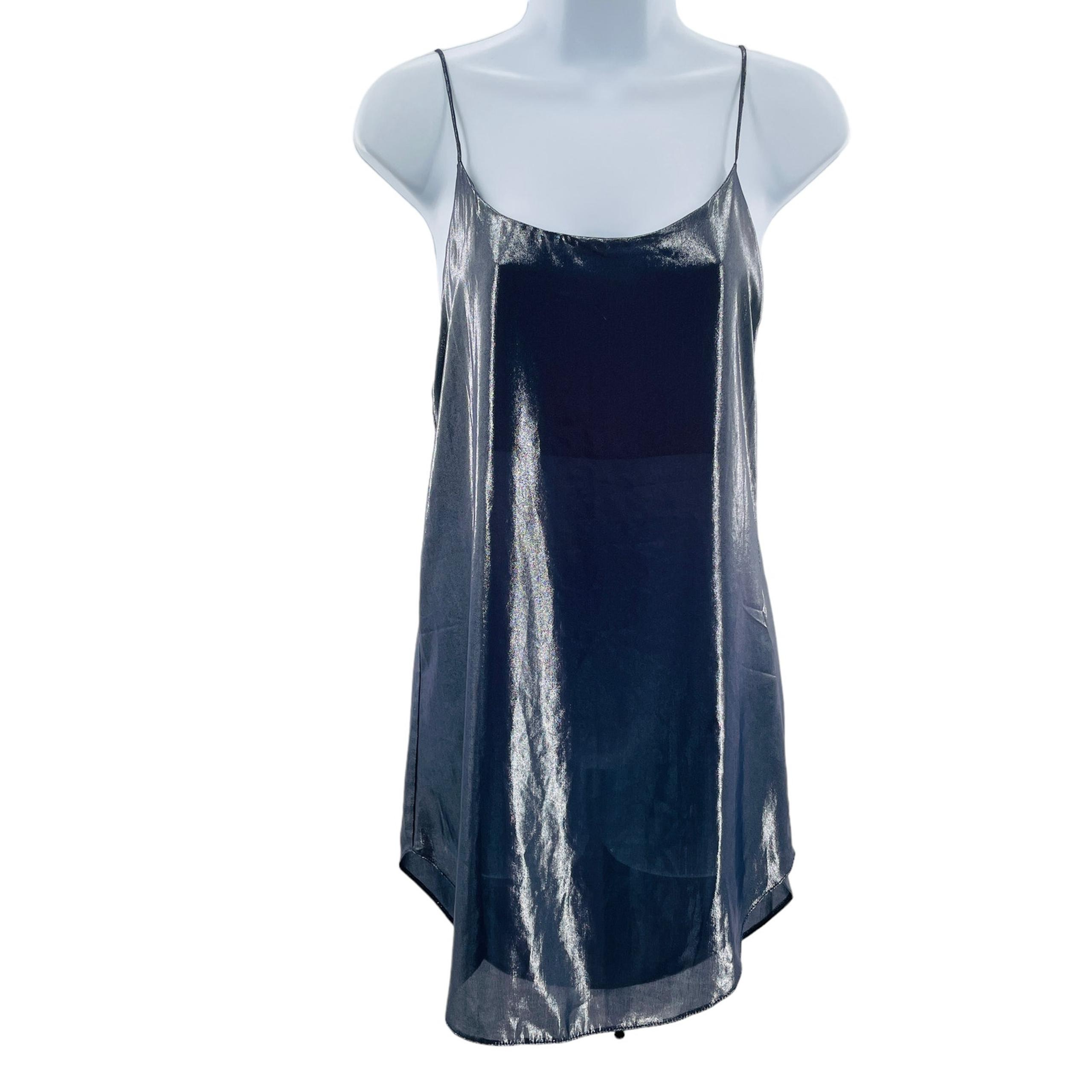 ASOS Silver Metallic Lightweight Spaghetti Strap Bare Back Dress Women Sz XS NWT