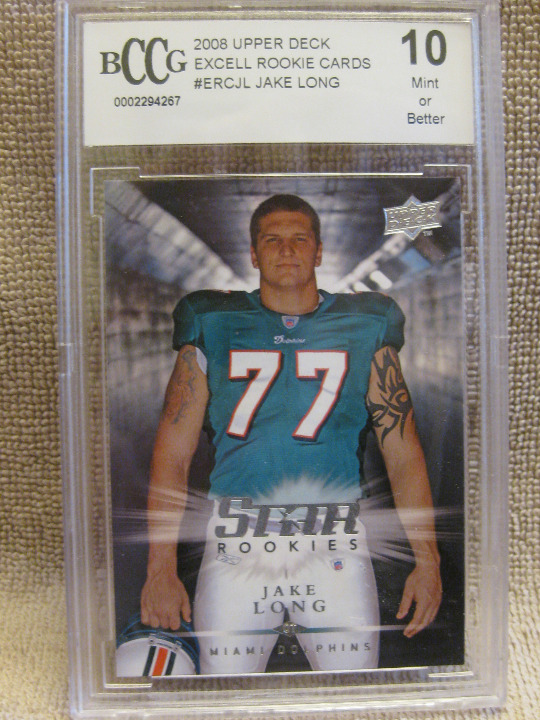 Jake Long 2008 Upper Deck Excell Rookie #ERCJL Miami Dolphins MINT card Grade 10