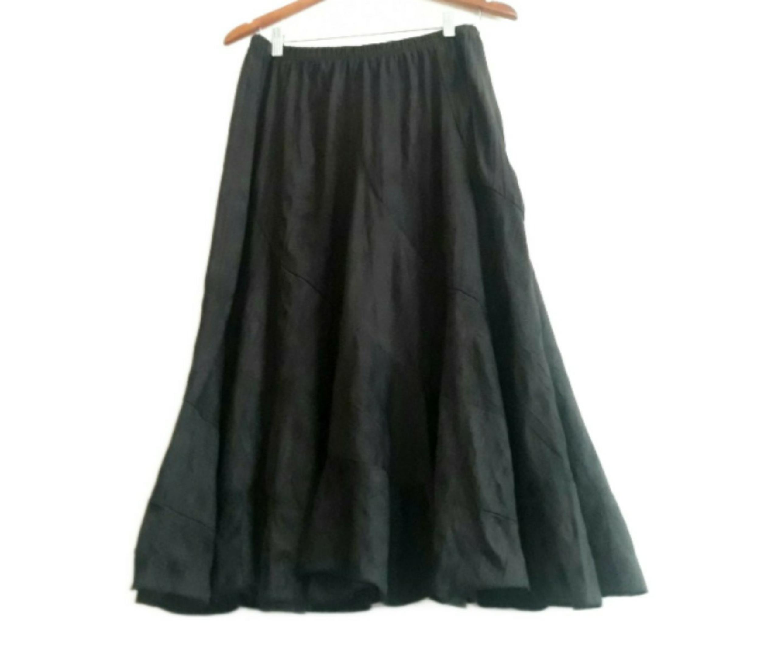 Christopher & Banks Faux Suede A-Line Skirt - Size Large Long Black Midi Skirt