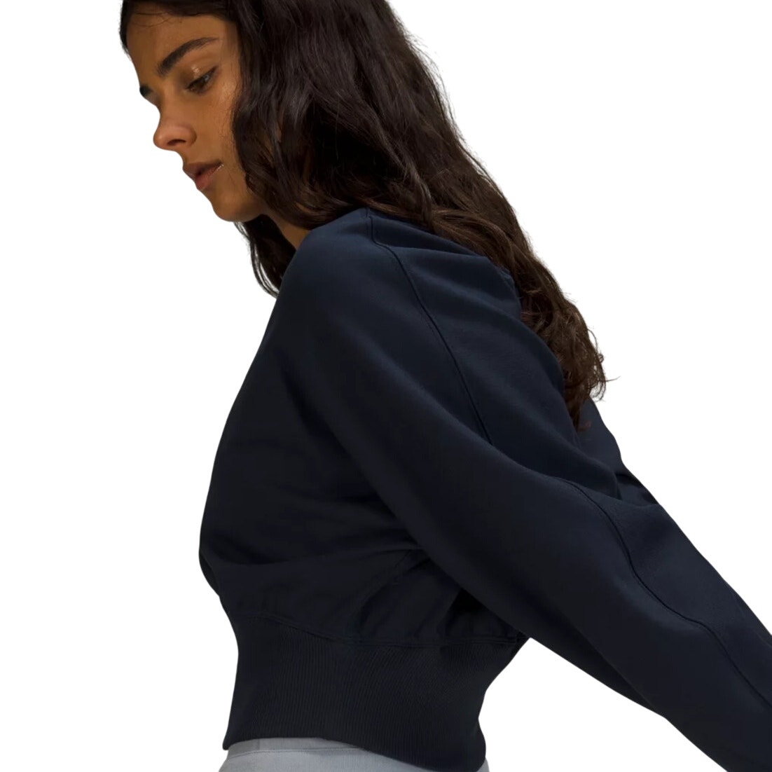 Lululemon LA Ribbed Waist Long Sleeve Cropped Sweatshirt Navy Size Medium 6/8
