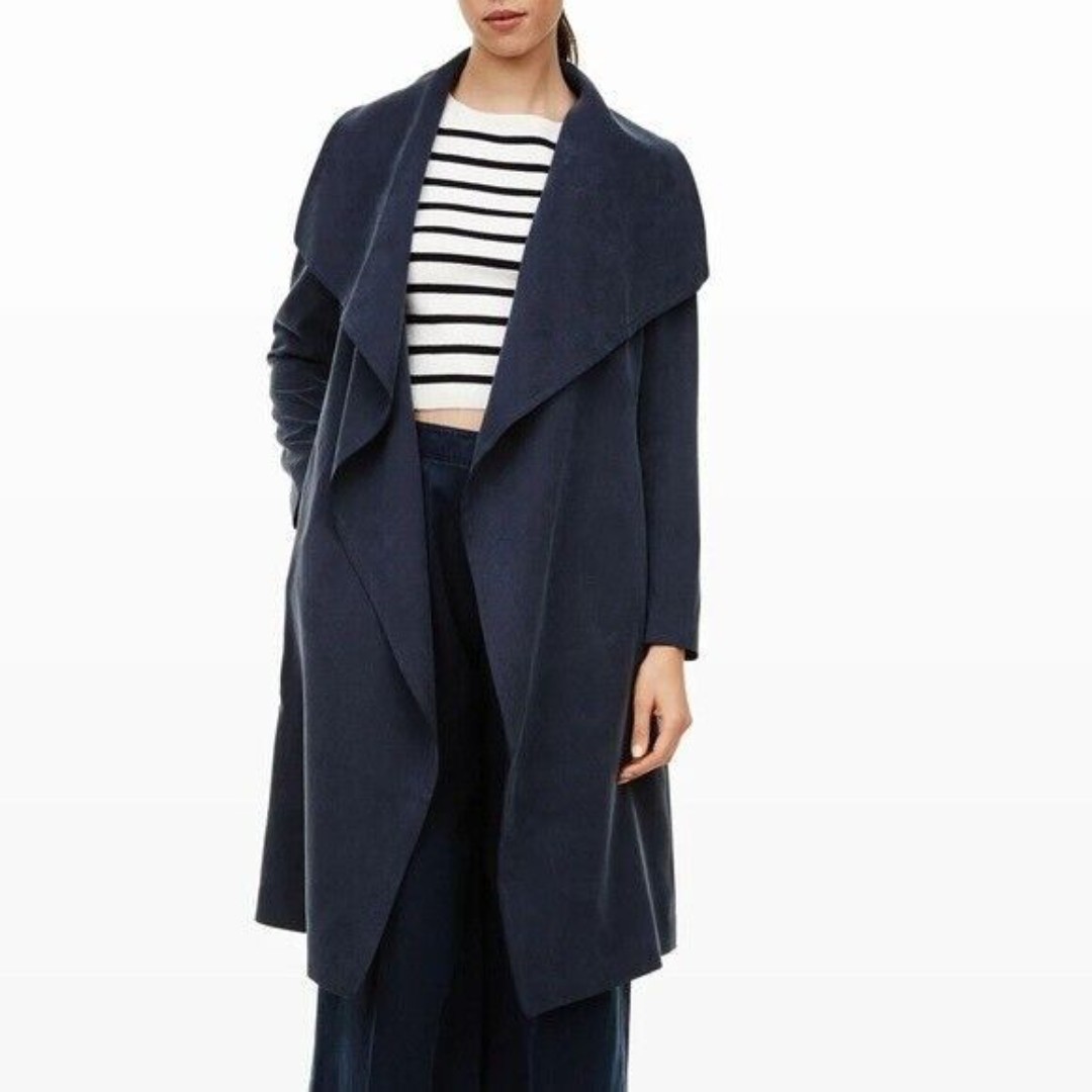 Club Monaco Gideon Navy blue drapey lyocell lined Trench Coat Size M