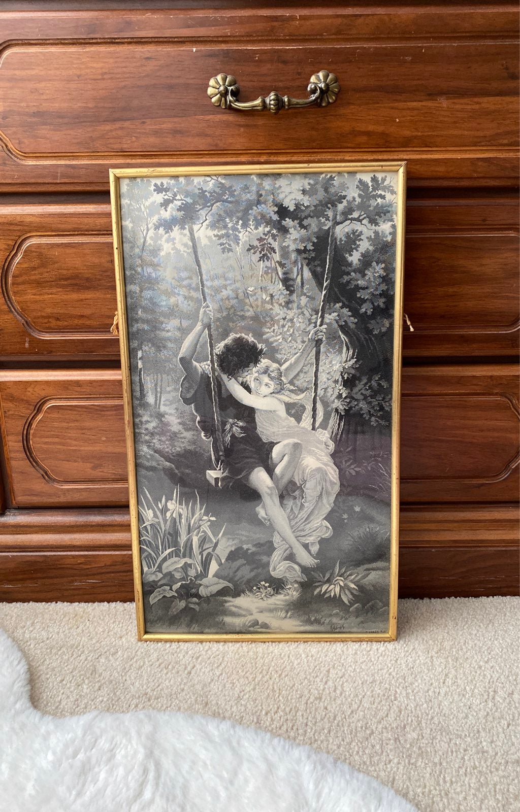 Antique French fine silk tapestry