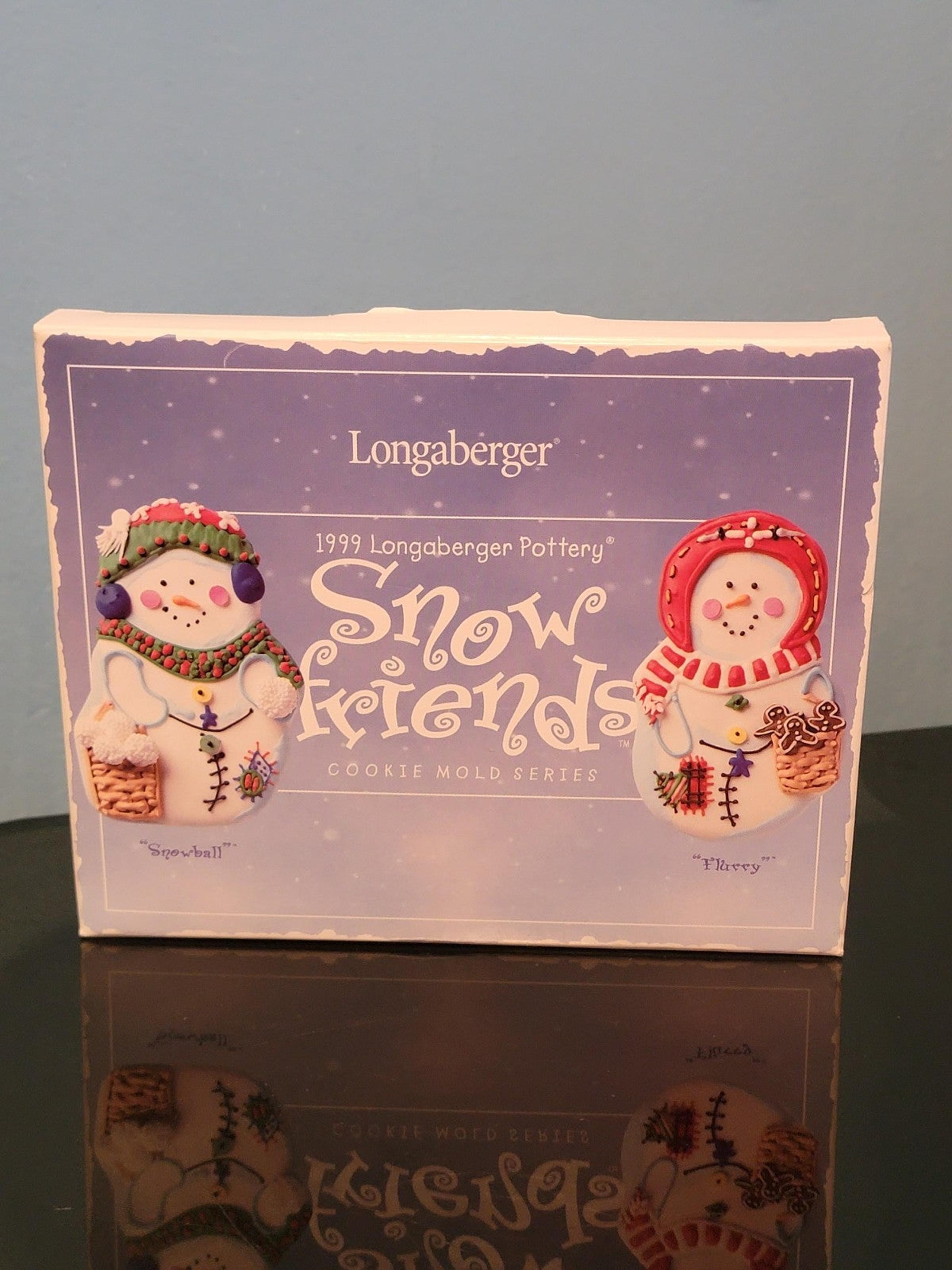 Longaberger Pottery 1999 Snow Friends Cookie Mold Series " Snowball & Flurry "