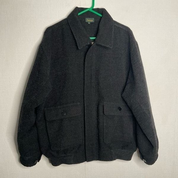Andean Jacket Men’s Large Baby Alpaca Wool Gray Full Zip Up Bomber Old Money Y2K