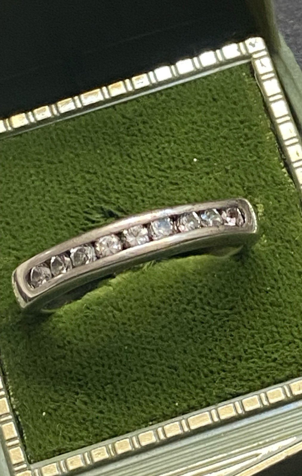 Unisex Vintage Sterling Silver Zircon Wedding Band 9.8
