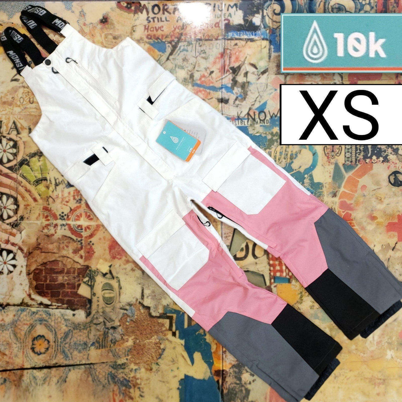 170 New 10K Waterproof Premium Insulated Ski / Snowboard Bib + Zip Leg Vents XS