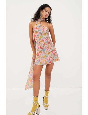 For Love & Lemons Audrey Mini Dress in Multi Small New Womens