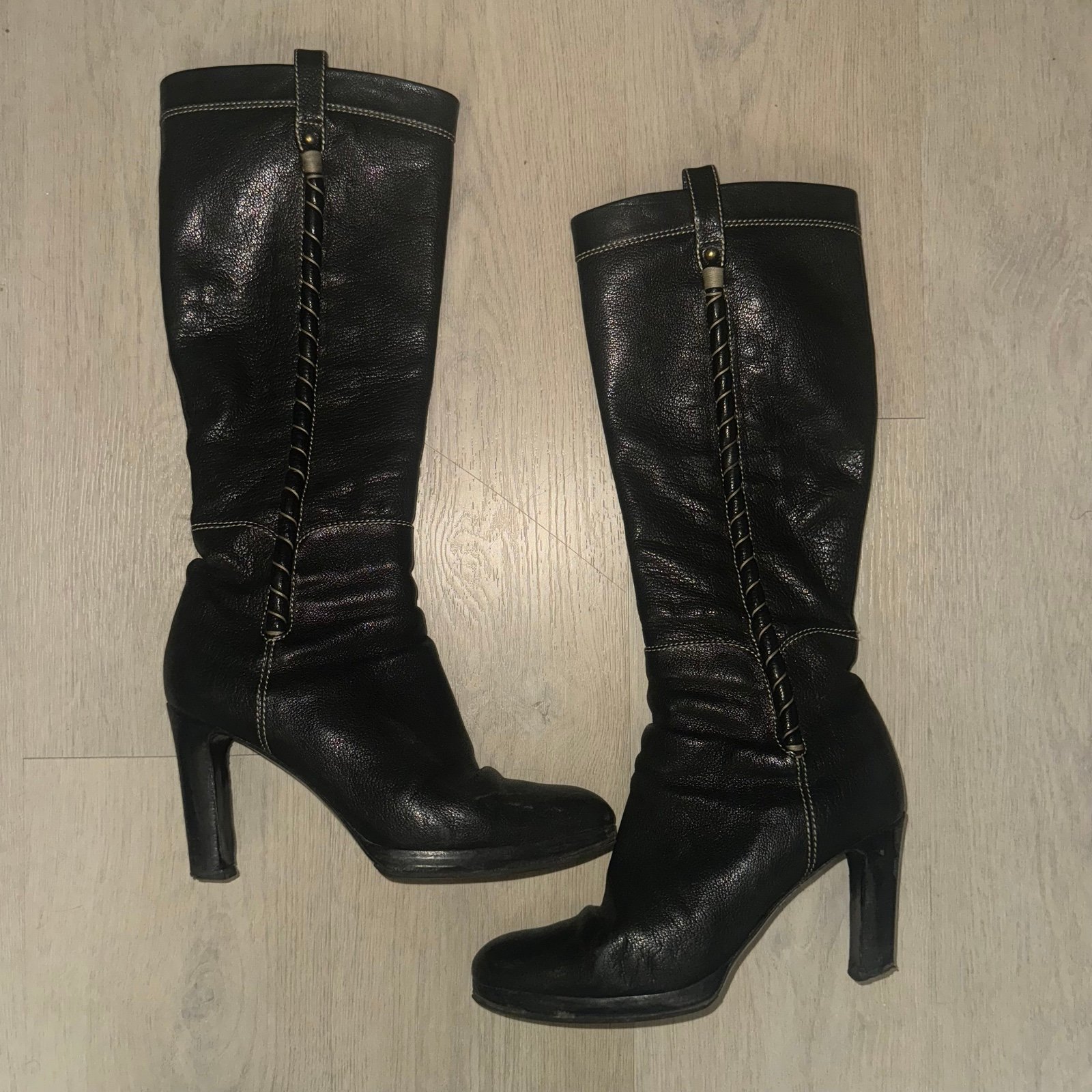 Vintage Valentino Black Leather Knee-High Boots Rare vintage Valentino knee-high