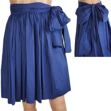 NWT Miu Miu gonna pleated popeline belted skirt navy Size 36-2