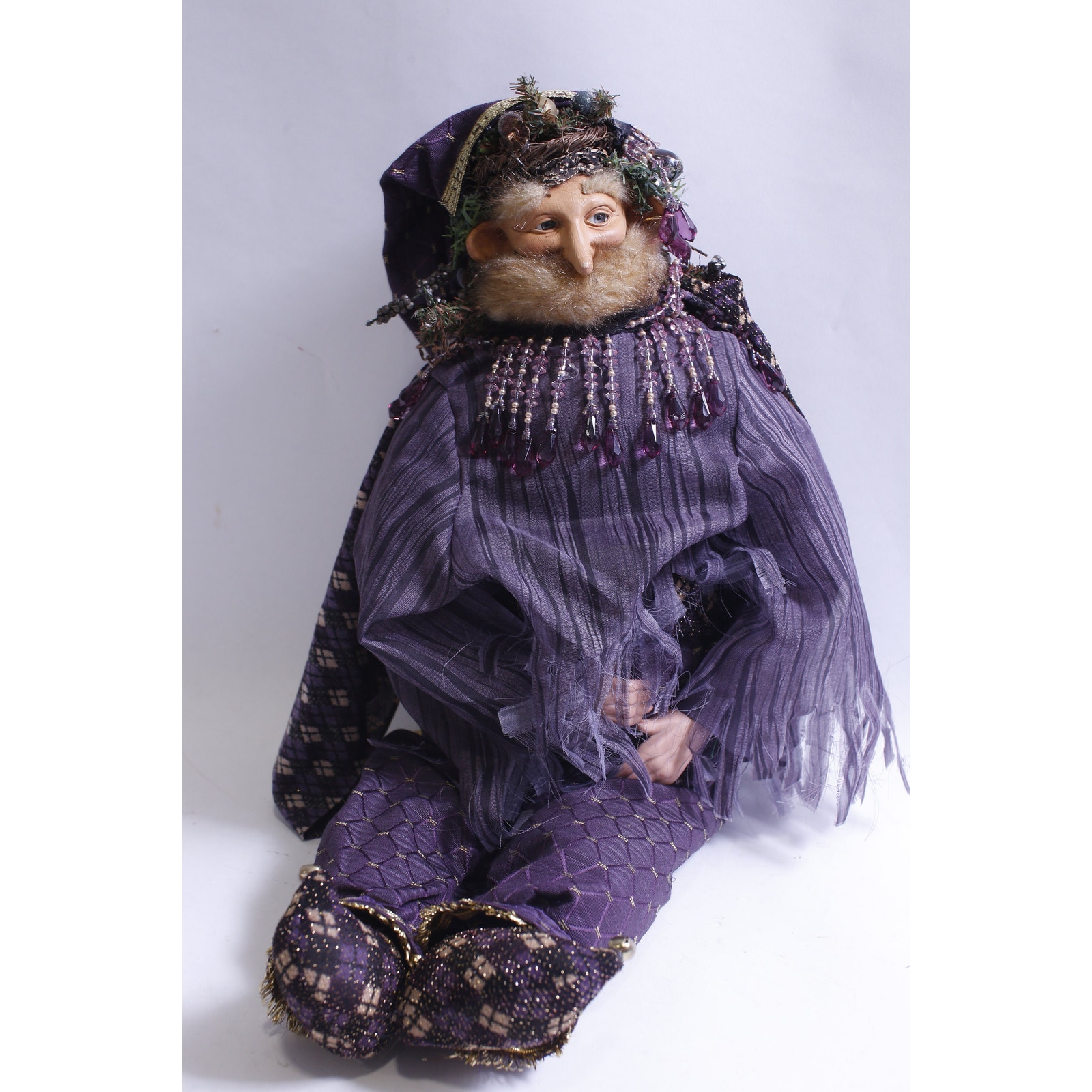 Bearded Elf in Purple Outfit Art Doll, 22 inches, Christmas, ~ 230720-SM 310