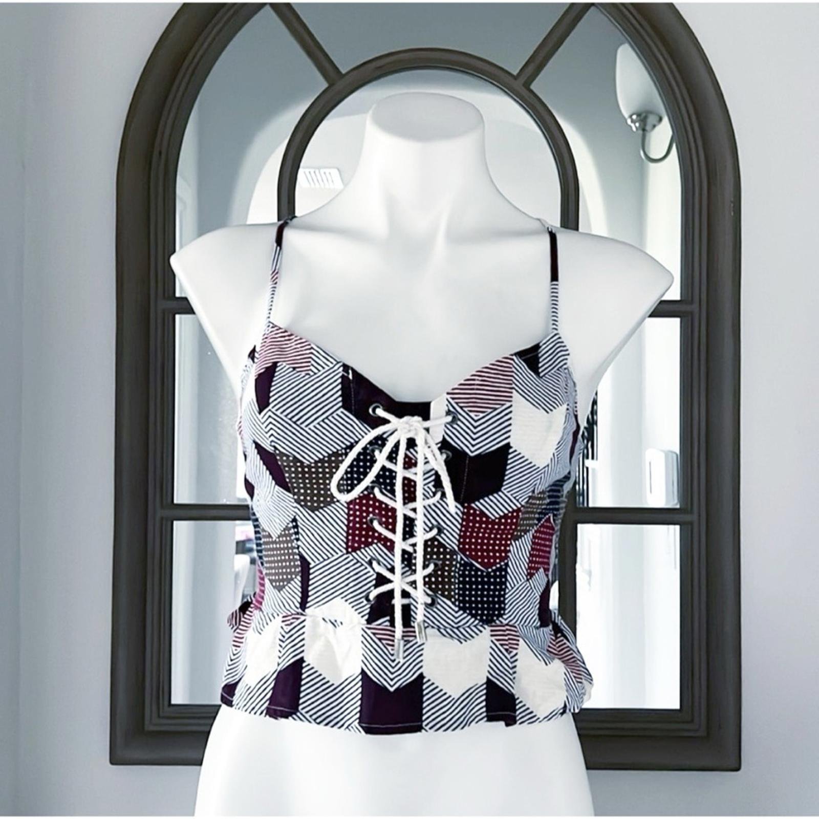 Free People Smock Back Lace-Up Front Peplum Top, Size M EXCELLENT! Retail 78