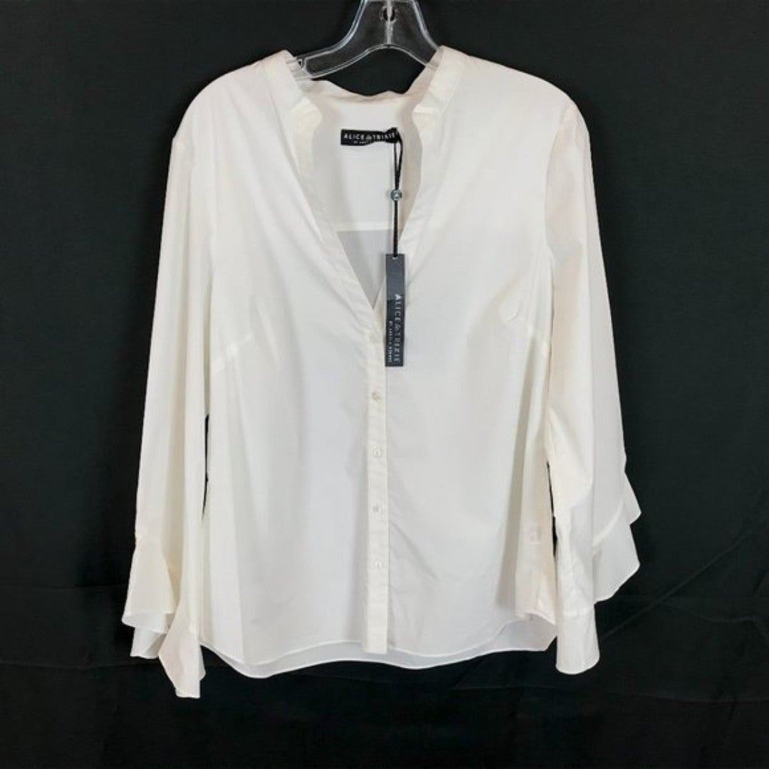 NWT Womens Size XL Alice & Trixie Pure Cotton Lantern Sleeve Button Front Shirt