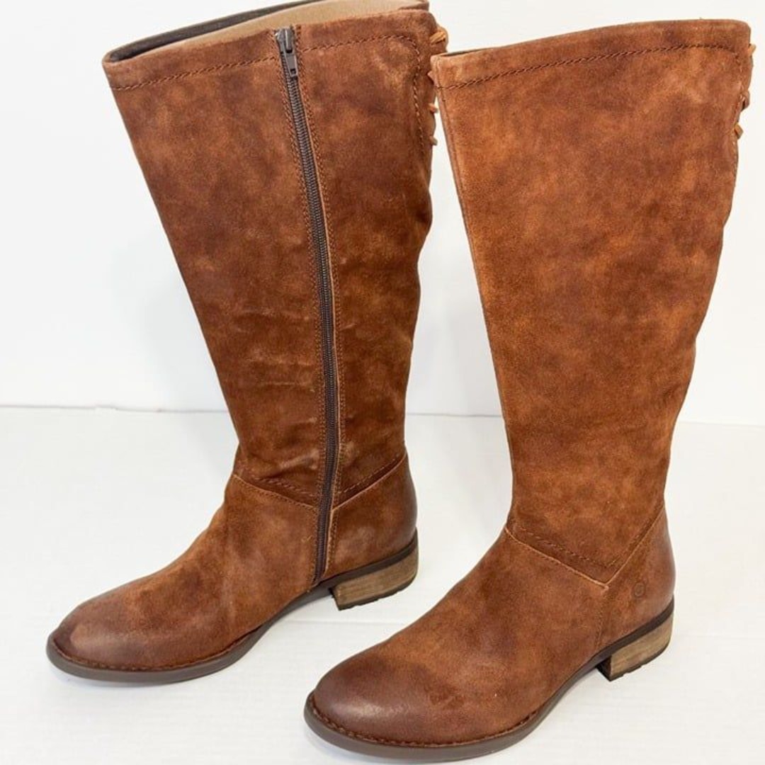 Born Hayden NWB Sz 8.5W Rust Tobacco Distressed Leather Knee High Boots