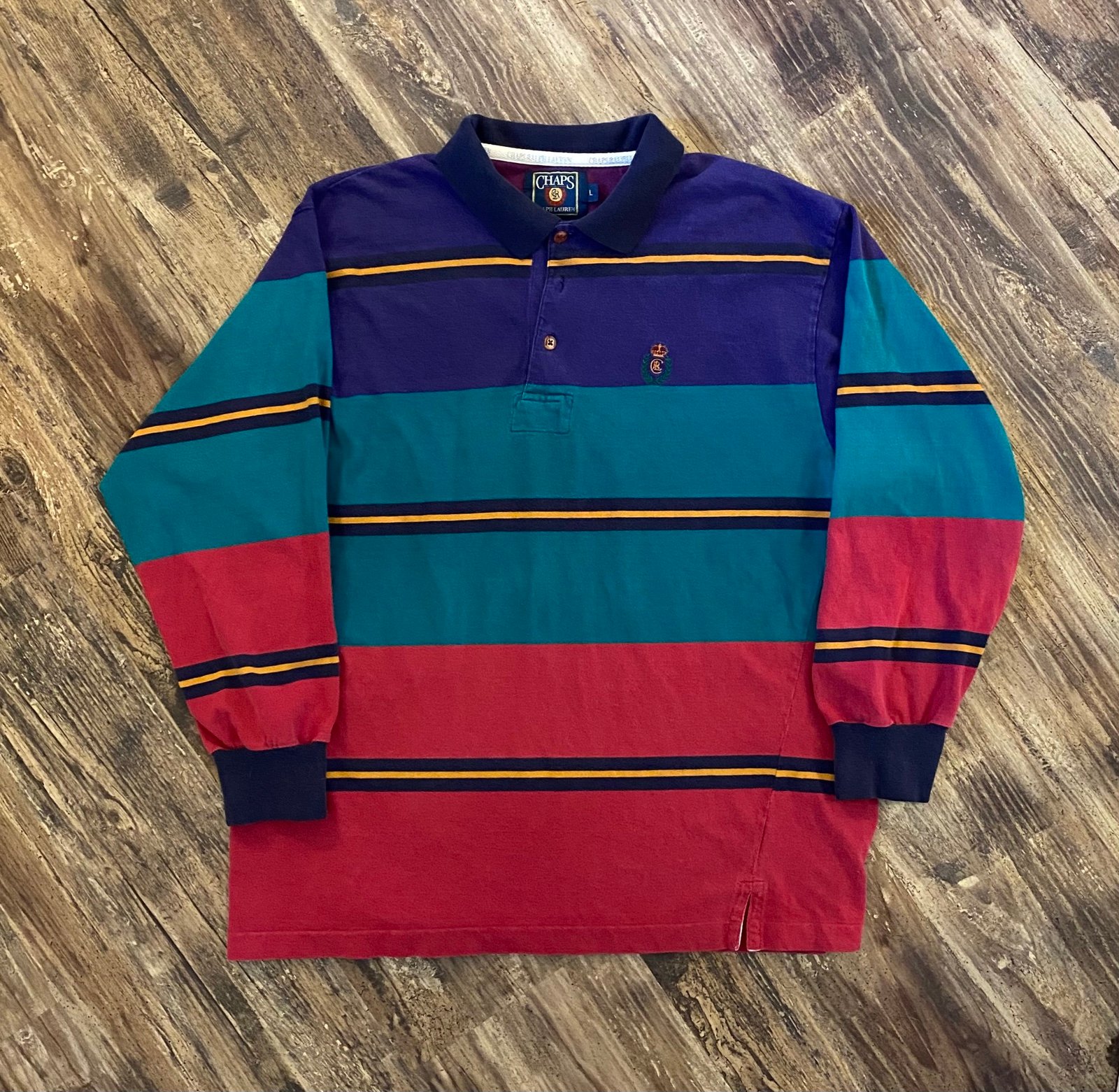 Vintage 1990s Chaps Ralph Lauren Rugby Longsleeve Shirt Mens Size Large