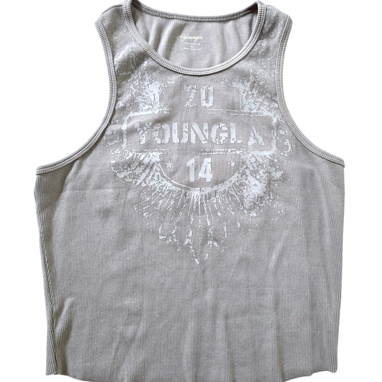 YoungLA Women's Vtg Washed Tank Ribbed Gray #459 Athlesiure Size Large Sold Out