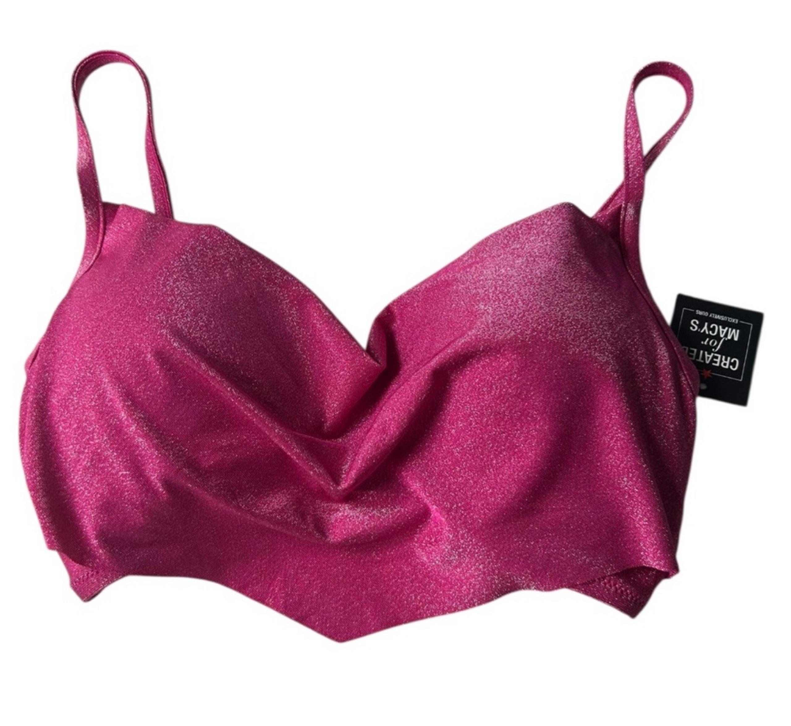 Bar III Cowl Neck Shimmer Bikini Top