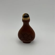 Vintage Gold Stone Snuff Bottle with Bats for Good Luck