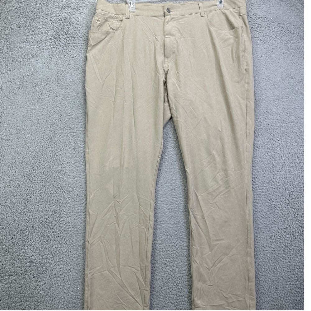 Peter Millar Chino Golf Pants Mens 42X32 Beige Performance Stretch Lightweight