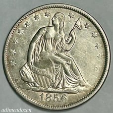 1856-P 50C Liberty Seated Half Dollar