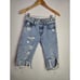 R 13 shorts size 24 (measures 26) Ripped Denim Shorts Distressed Hem Light Wash