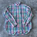 Polo Ralph Lauren Classic Fit Dress Shirt Mens Large Pink Blue Plaid Preppy