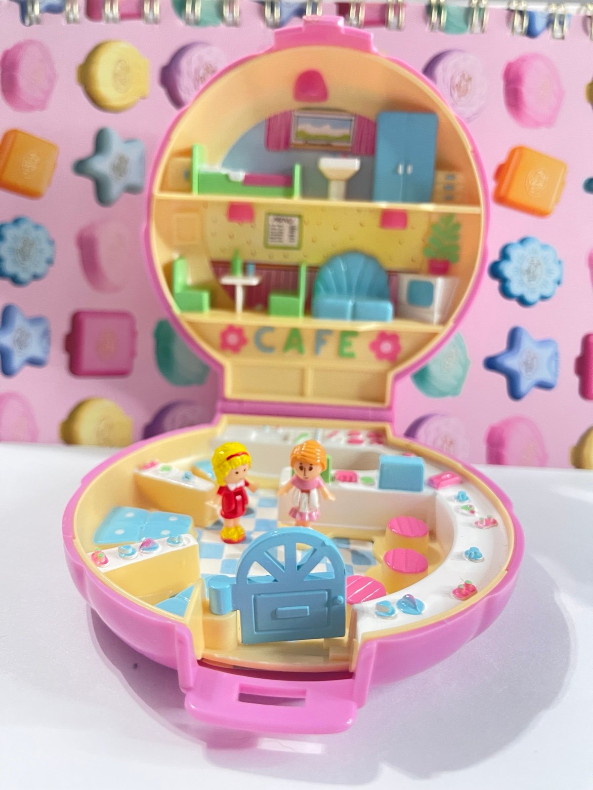 Vintage Blue Bird Polly Pocket Cafe 1989 Pink Clam Shell Compact complete