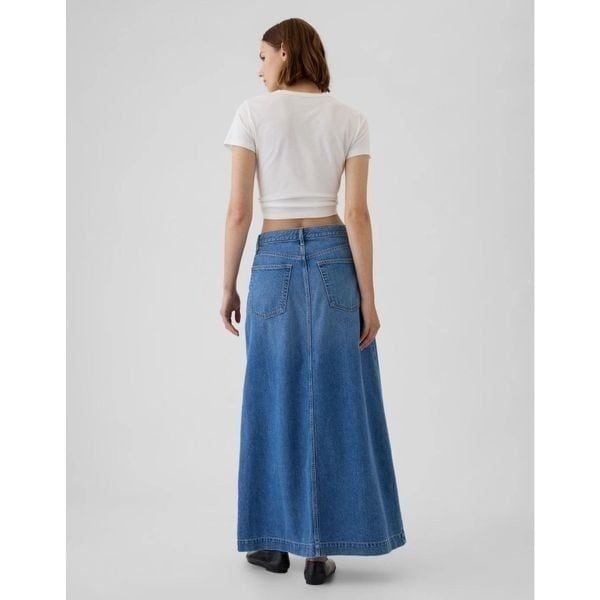 Gap UltraSoft Denim Icon Maxi Skirt Size 8 29 NWT Split