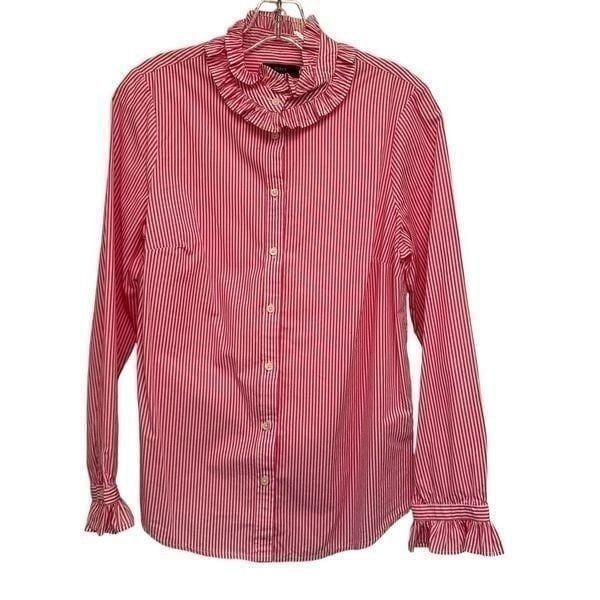 J. Crew pink stripe button up blouse