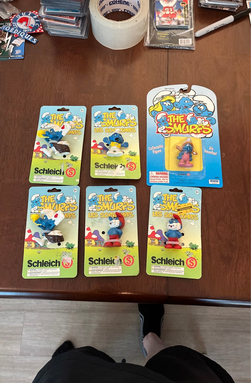 (6) Vintage 1990's The Smurfs Toy Figures New On Board