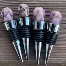 Amethyst Crystal Wine Bottle Stopper - Skull shaped. 4pack