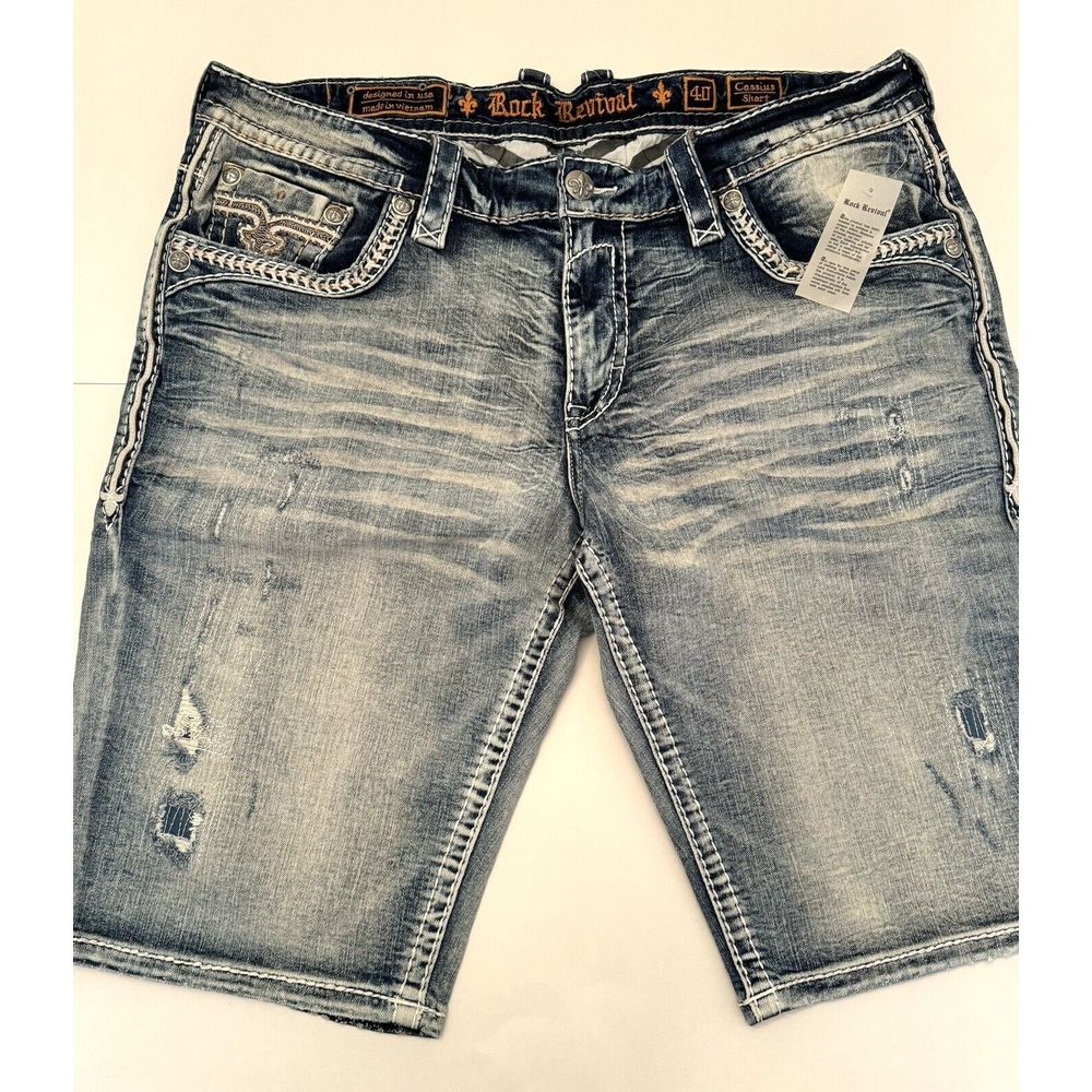 Rock Revival Shorts Denim Cassius Men's Size 40 NEW