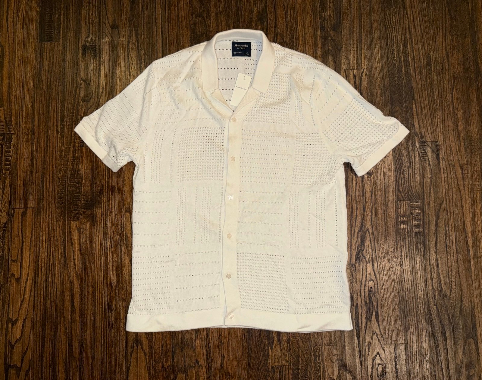 Abercrombie & Fitch Knit Sweater Polo Shirt - Beige Cream - Size Large - NWT