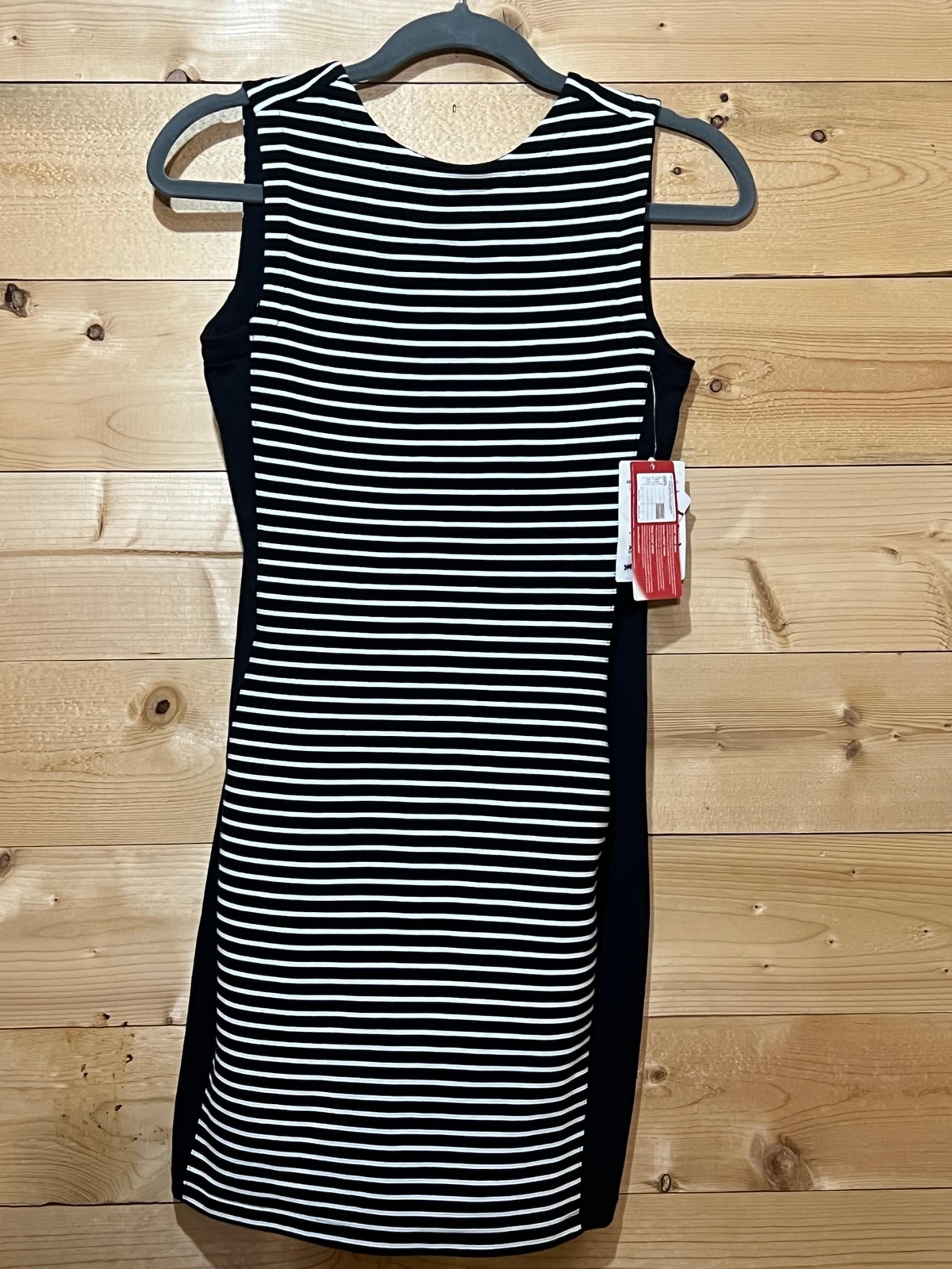 Athleta Women’s Stripe Tank Dress XXS Black White NWT Fitted Casual Travel