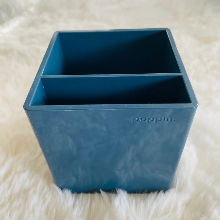 Poppin Compartment Plastic Pen Cup Slate Blue