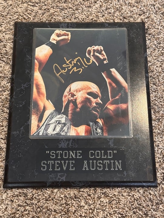 Steve Stone Cold Austin Signed 8x10 Autograph on plaque wall frame Vintage 1990s