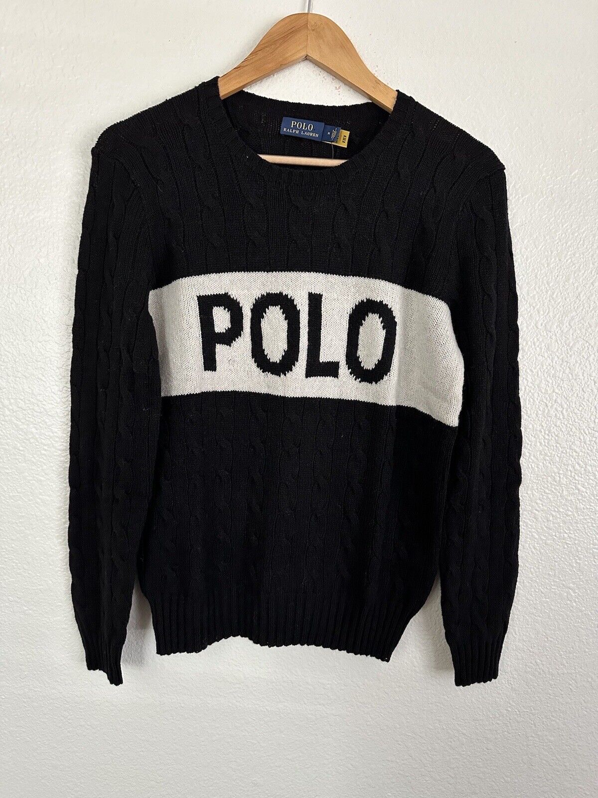 Polo Ralph Lauren Cashmere Wool Cable Knit Sweater Preppy Bear Women Size Small