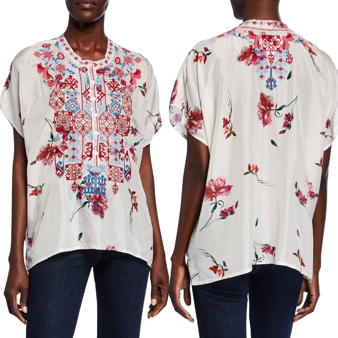Johnny Was Biya Idalina Embroidered Top