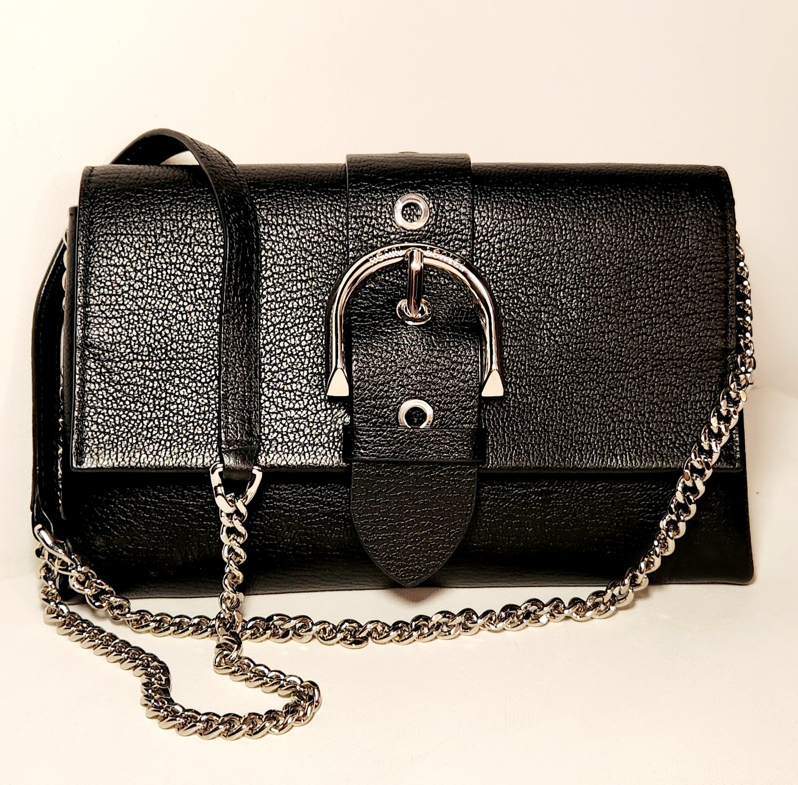 NWT! Henri bendel black clutch with buckle detail